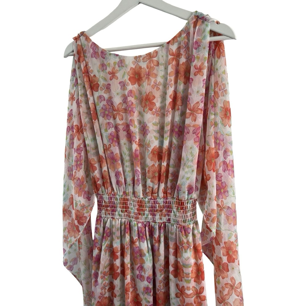 MISA Los Angeles Graziella Dress in Cora Flora Womens Small Drape Flowy Sheer‎